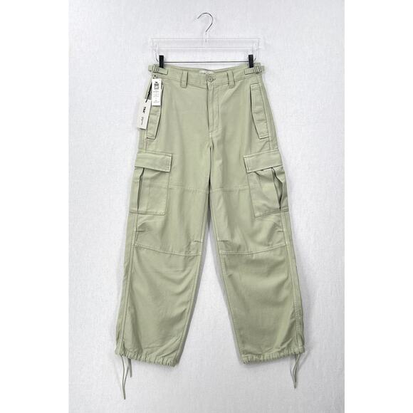 ARITZIA TNA New Supply Cargo Pants Womens 6 Green High Rise Wide Straight Leg - Picture 1 of 16
